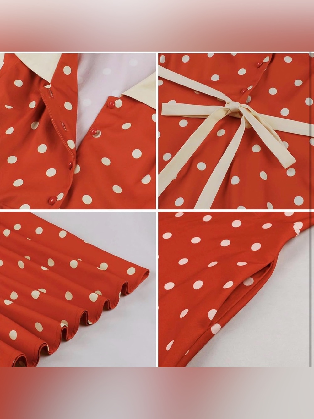 Wellwits Vintage 50s Lapel Collar Polka Dot Dresswith Headband Belt NWT Medium - Picture 5 of 13
